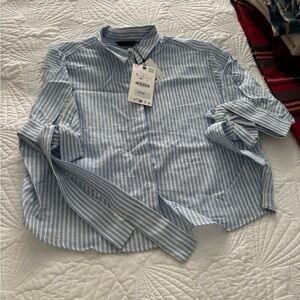 Zara Blue and White Striped Kids Blouse